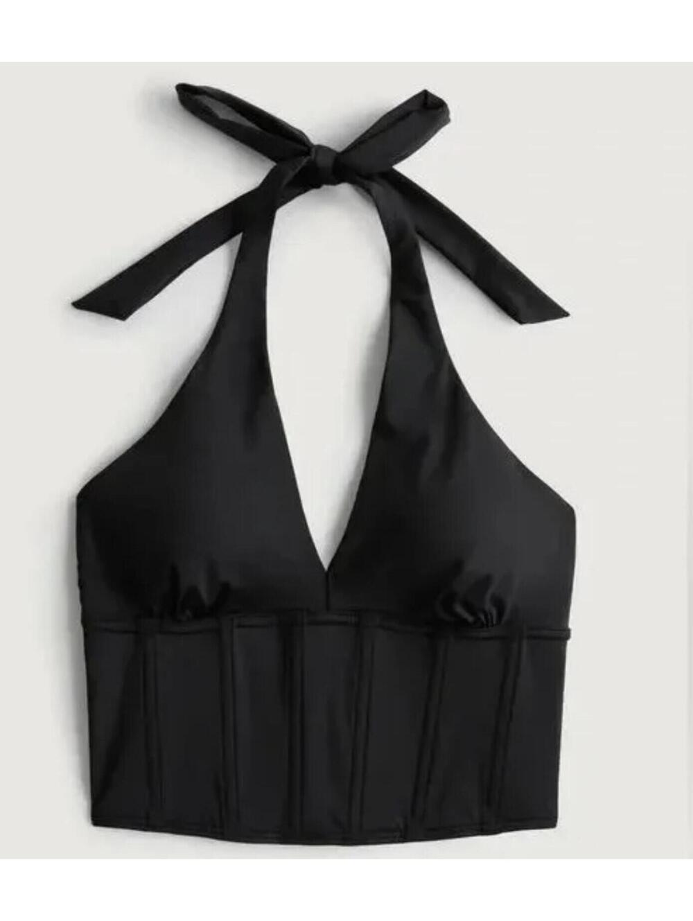 Gilly Hicks Black Halter Corset  bikini top (or Crop Top) Size S